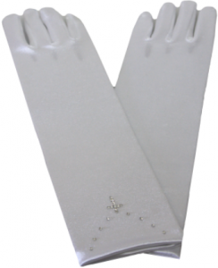 GIRLS SATIN LONG GLOVES (0063010) WHITE